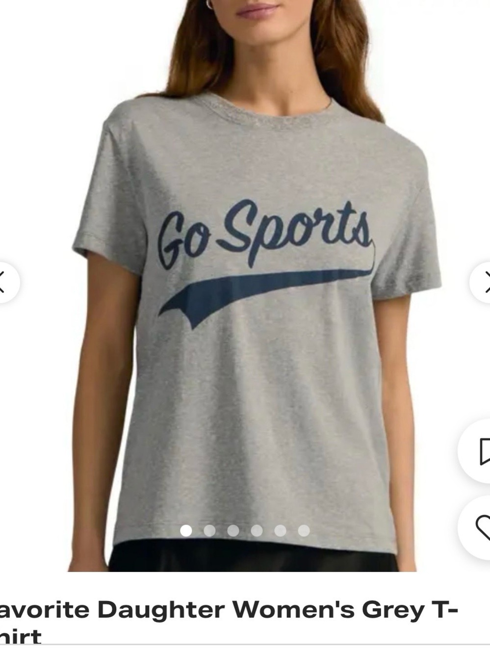 Favorite Daughter Grey Tee with Navy 'Go Sports' Graphic